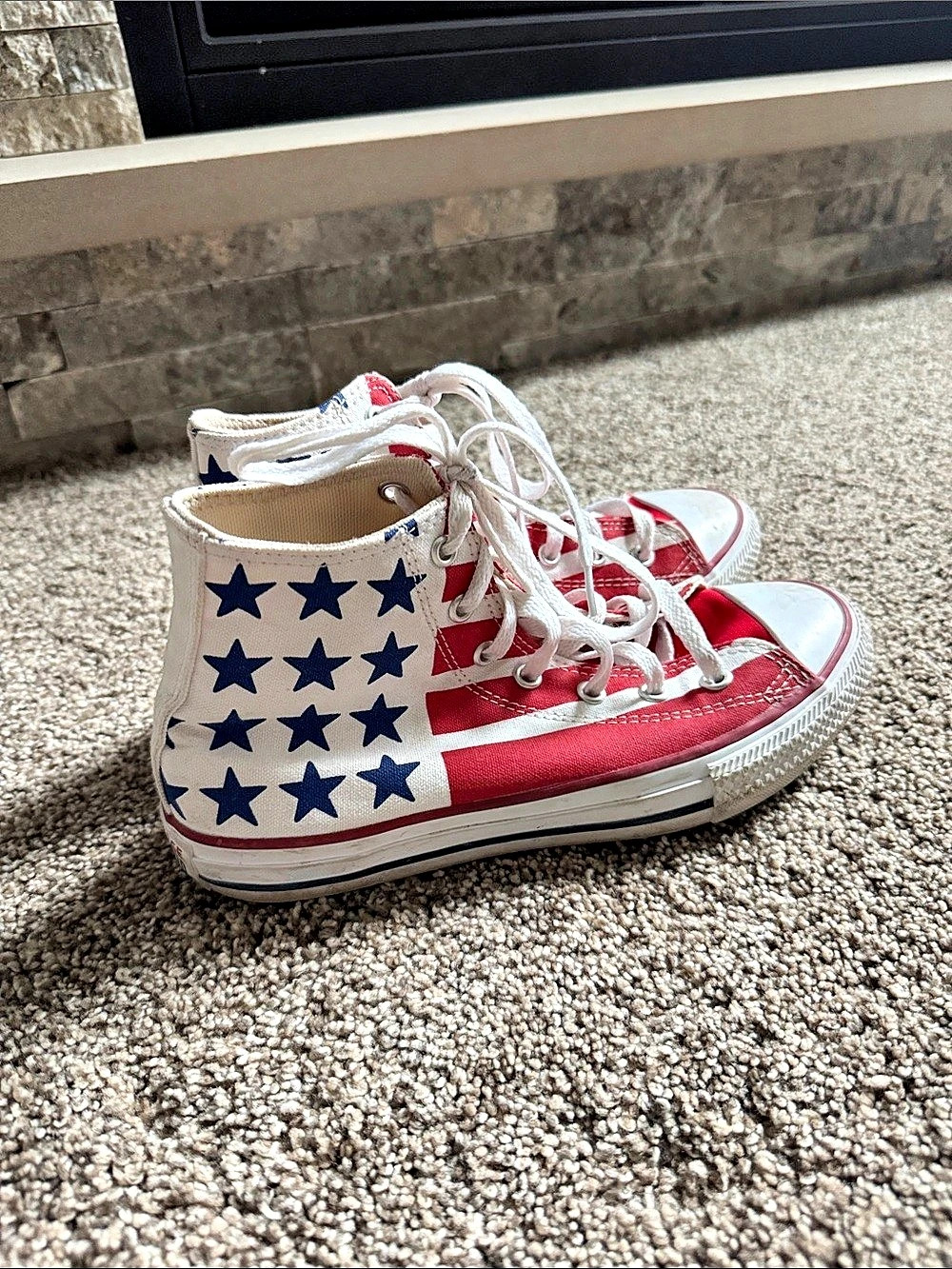 Converse Chuck Taylor All Star High Top Sneakers Red & White US Youth 4 guc